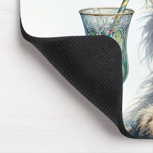 Irish Wolfhound mit Retro Soda Mousepad (Ecke)