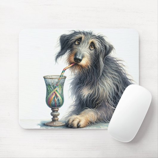 Irish Wolfhound mit Retro Soda Mousepad (Mit Mouse)