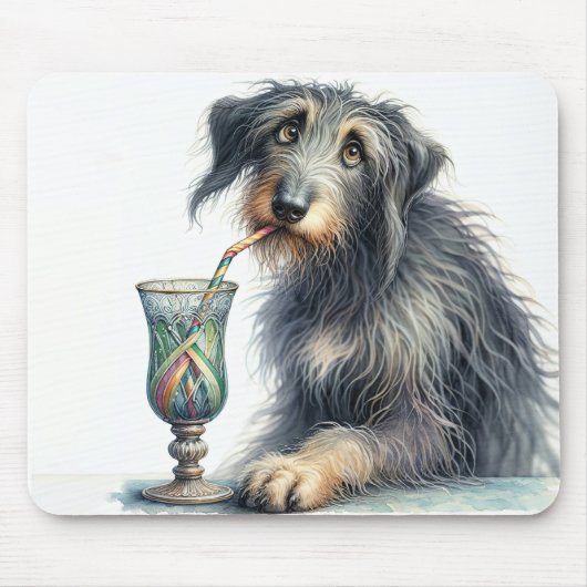Irish Wolfhound mit Retro Soda Mousepad (Vorne)