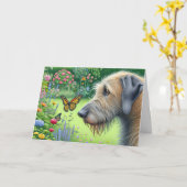 Irish Wolfhound mit Schmetterlingen Karte (Gelbe Blume)