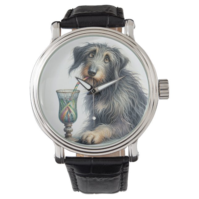 Irish Wolfhound mit Soda Armbanduhr (Vorderseite)