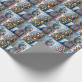 Irish Wolfhound mit Weihnachtsbaum Geschenkpapier (Ecke)