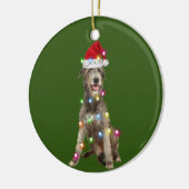 Irish Wolfhound mit Weihnachtsgespenst Santa Keramik Ornament (Links)