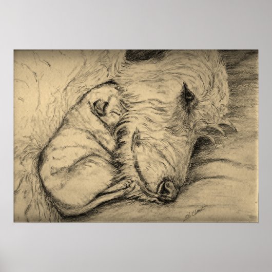 Irish Wolfhound Mother and Puppy Poster (Vorne)
