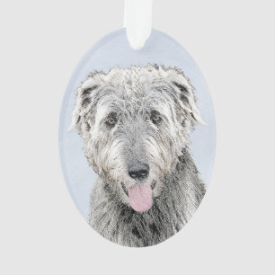 Irish Wolfhound Painting - Cute Original Dog Art Ornament