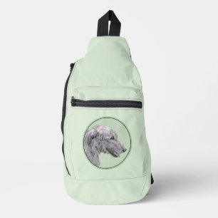 Irish Wolfhound Painting Gray Original Dog Art Crossbody Bag
