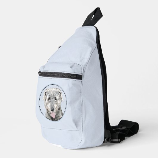 Irish Wolfhound Painting Gray Original Dog Art Crossbody Bag (Rechte Ecke)