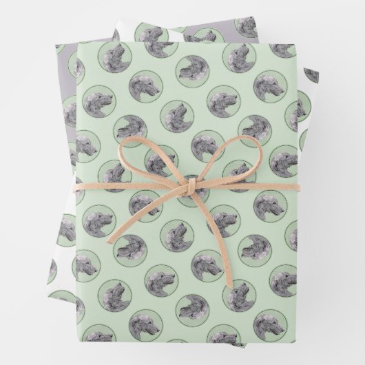 Irish Wolfhound Painting Gray Original Dog Art Geschenkpapier Set (Beispiel)