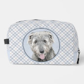 Irish Wolfhound Painting Gray Original Dog Art Waschbeutel (Vorderseite)