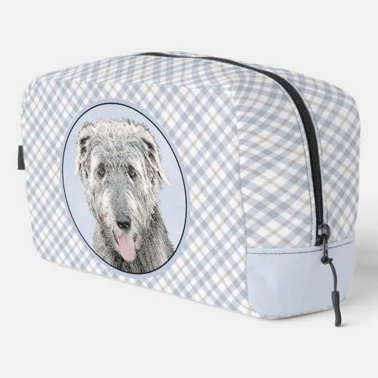 Irish Wolfhound Painting Gray Original Dog Art Waschbeutel (Rechte Ecke)