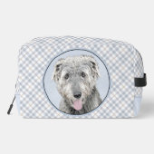 Irish Wolfhound Painting Gray Original Dog Art Waschbeutel (Rückseite)