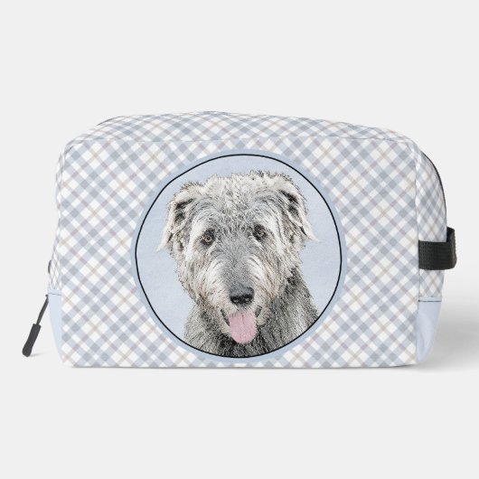 Irish Wolfhound Painting Gray Original Dog Art Waschbeutel (Rückseite)