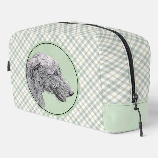 Irish Wolfhound Painting Gray Original Dog Art Waschbeutel (Rechte Ecke)