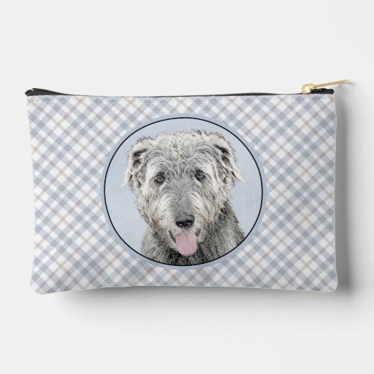 Irish Wolfhound Painting Gray Original Dog Art Zubehörtasche (Rückseite)
