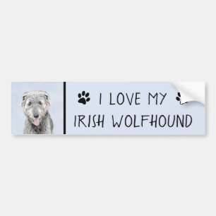 Irish Wolfhound Painting - Niedliche Original Dog Autoaufkleber