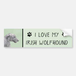Irish Wolfhound Painting - Niedliche Original Dog  Autoaufkleber