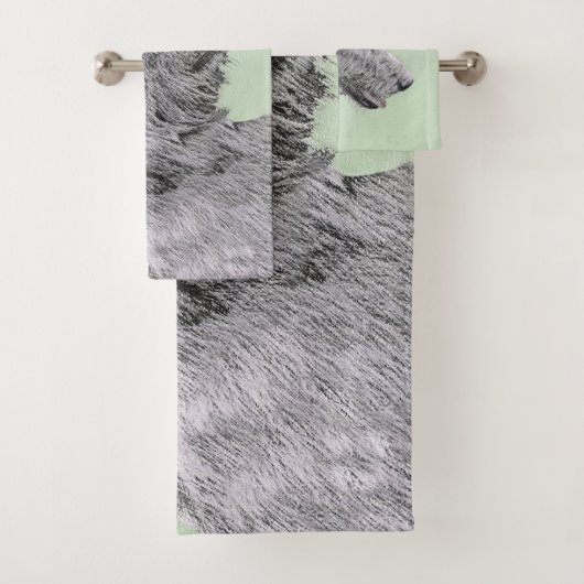 Irish Wolfhound Painting - Niedliche Original Dog Badhandtuch Set (Insitu)