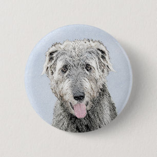 Irish Wolfhound Painting - Niedliche Original Dog  Button