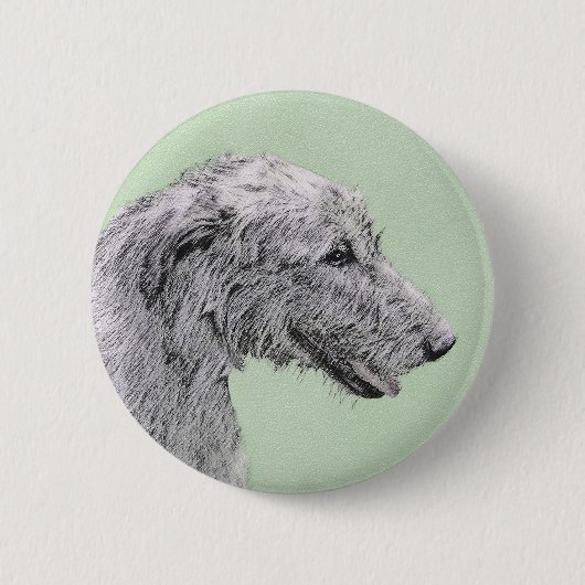 Irish Wolfhound Painting - Niedliche Original Dog  Button (Vorderseite)
