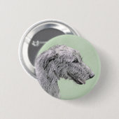 Irish Wolfhound Painting - Niedliche Original Dog  Button (Vorne & Hinten)
