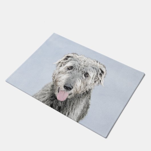 Irish Wolfhound Painting - Niedliche Original Dog  Fußmatte (Schrägansicht)