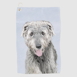 Irish Wolfhound Painting - Niedliche Original Dog Golfhandtuch