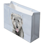 Irish Wolfhound Painting - Niedliche Original Dog Große Geschenktüte (Vorderseite Schrägansicht)
