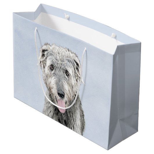 Irish Wolfhound Painting - Niedliche Original Dog Große Geschenktüte (Rückseite Schrägansicht)