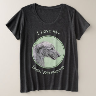 Irish Wolfhound Painting - Niedliche Original Dog Große Größe T-Shirt