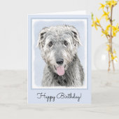 Irish Wolfhound Painting - Niedliche Original Dog Karte (Gelbe Blume)