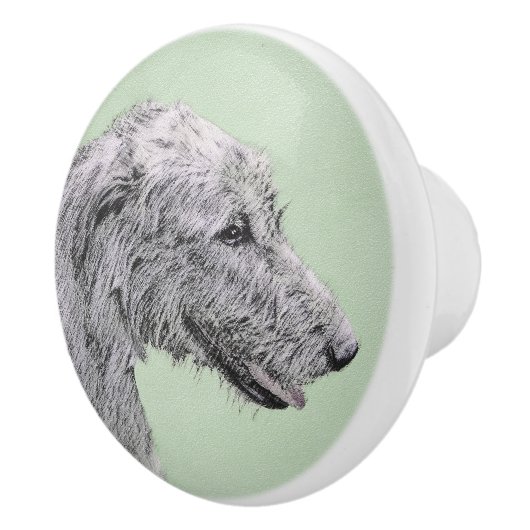 Irish Wolfhound Painting - Niedliche Original Dog  Keramikknauf (Rechts)