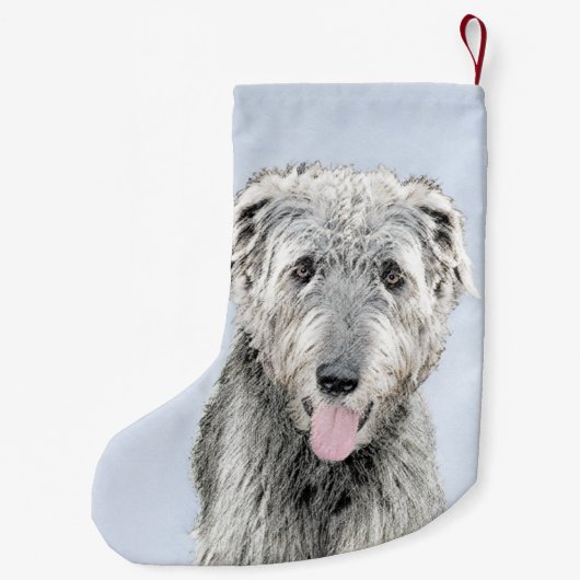 Irish Wolfhound Painting - Niedliche Original Dog Kleiner Weihnachtsstrumpf (Rückseite)