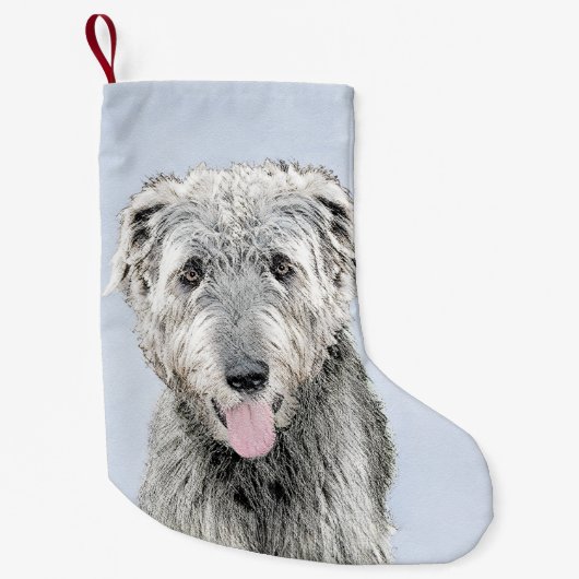 Irish Wolfhound Painting - Niedliche Original Dog Kleiner Weihnachtsstrumpf (Vorderseite)