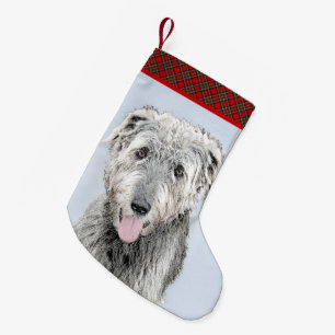 Irish Wolfhound Painting - Niedliche Original Dog Kleiner Weihnachtsstrumpf