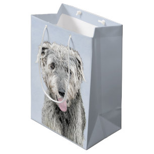 Irish Wolfhound Painting - Niedliche Original Dog Mittlere Geschenktüte
