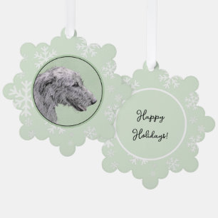 Irish Wolfhound Painting - Niedliche Original Dog  Ornament Karte