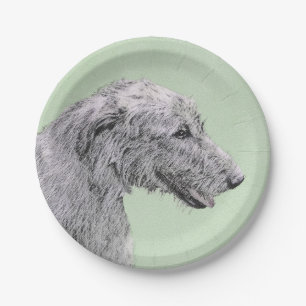 Irish Wolfhound Painting - Niedliche Original Dog Pappteller