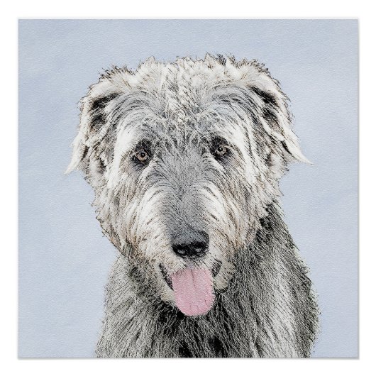 Irish Wolfhound Painting - Niedliche Original Dog Poster (Vorderseite)