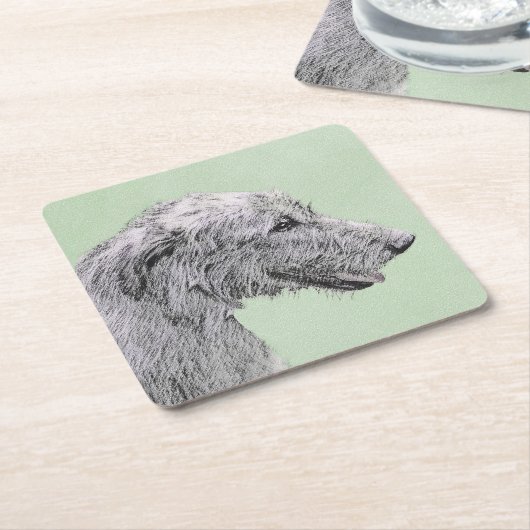 Irish Wolfhound Painting - Niedliche Original Dog Rechteckiger Pappuntersetzer (angewinkelt)