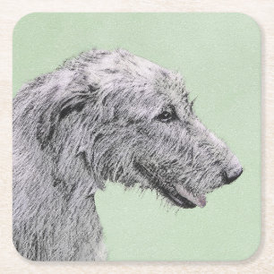 Irish Wolfhound Painting - Niedliche Original Dog Rechteckiger Pappuntersetzer