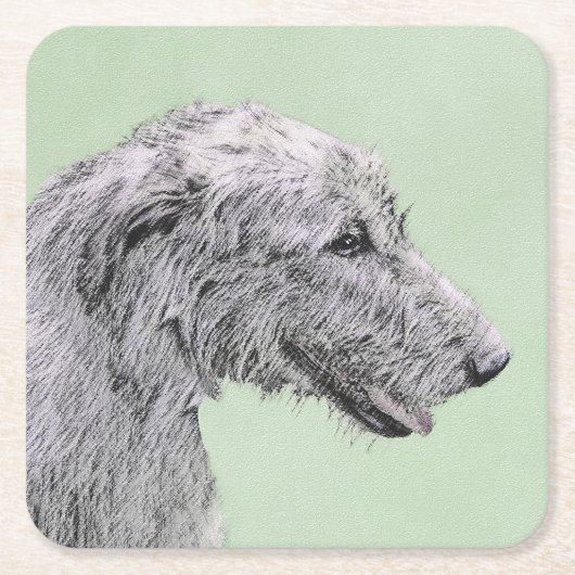 Irish Wolfhound Painting - Niedliche Original Dog Rechteckiger Pappuntersetzer (Vorderseite)