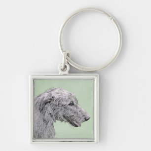 Irish Wolfhound Painting - Niedliche Original Dog  Schlüsselanhänger