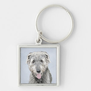 Irish Wolfhound Painting - Niedliche Original Dog  Schlüsselanhänger