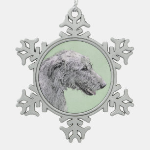 Irish Wolfhound Painting - Niedliche Original Dog  Schneeflocken Zinn-Ornament