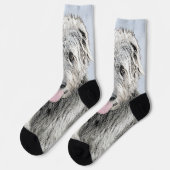 Irish Wolfhound Painting - Niedliche Original Dog Socken (Linkes Detail)