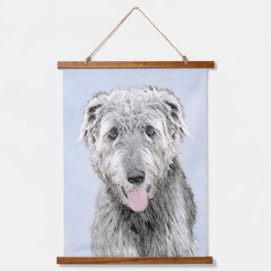 Irish Wolfhound Painting - Niedliche Original Dog Wandteppich Mit Holzrahmen