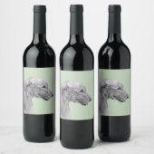 Irish Wolfhound Painting - Niedliche Original Dog  Weinetikett (Flaschen)