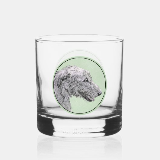 Irish Wolfhound Painting - Niedliche Original Dog  Whiskyglas (Vorderseite)