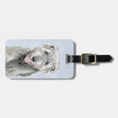 Irish Wolfhound Painting - Niedliche Original Hund Gepäckanhänger (Vorderseite horizontal)