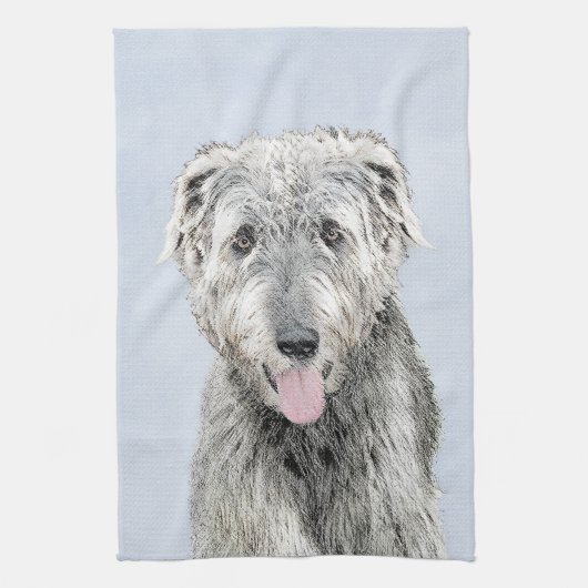 Irish Wolfhound Painting - Niedliche Original Hund Geschirrtuch (Vertikal)